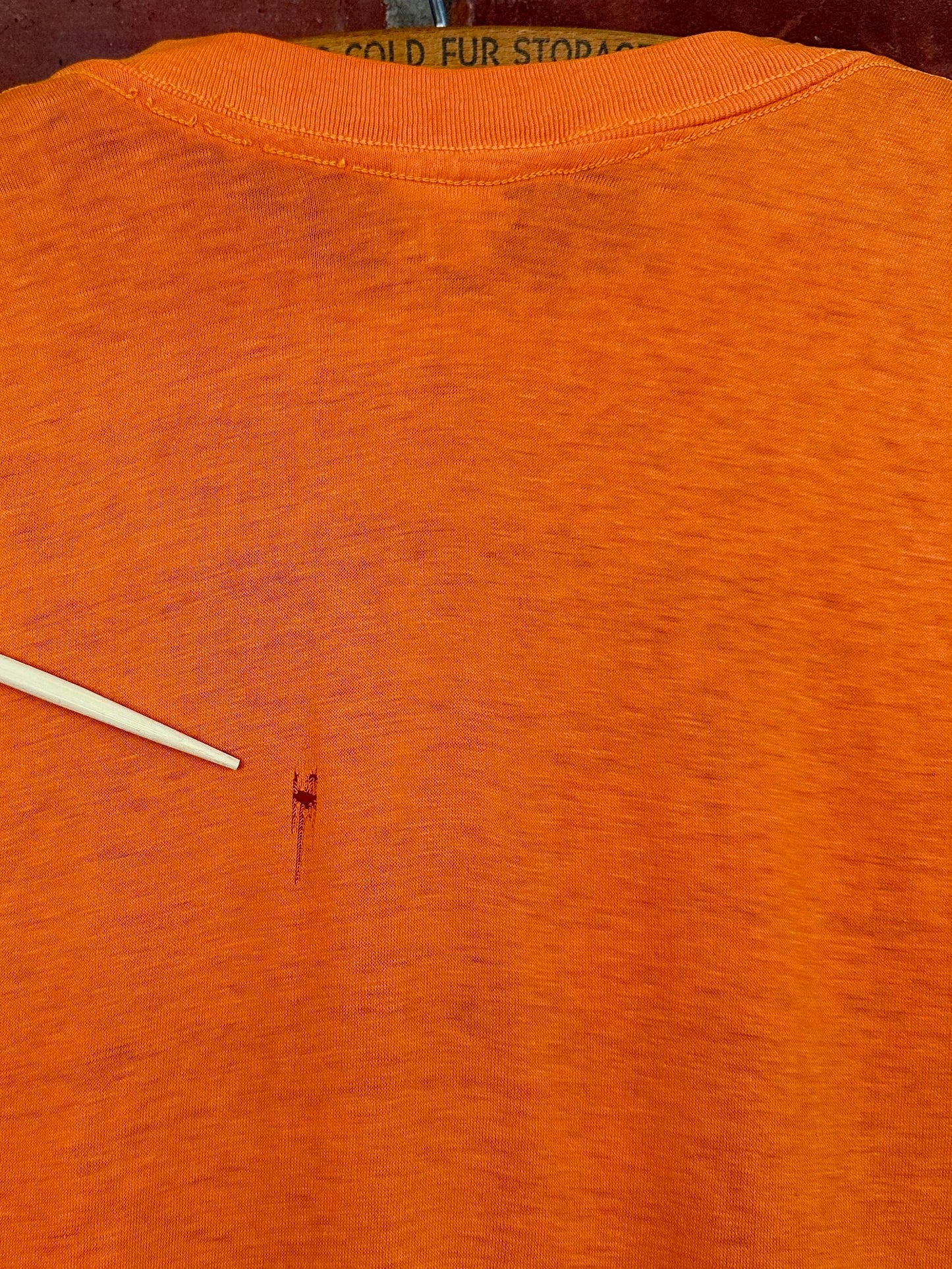 Vintage 70s 1970s MERCEDES-BENZ Dealer T-Shirt Fairbanks Alaska AK Thrashed Paper Thin Burnout Faded Orange Mens Extra Small XS 16.5x25