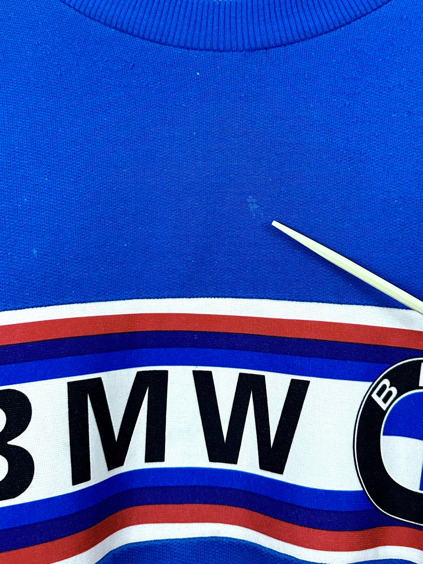 Vintage 80s BMW M Motorsport Striped Sweatshirt M Series Auto Racing European Automotive German Car Blue Mens Small S