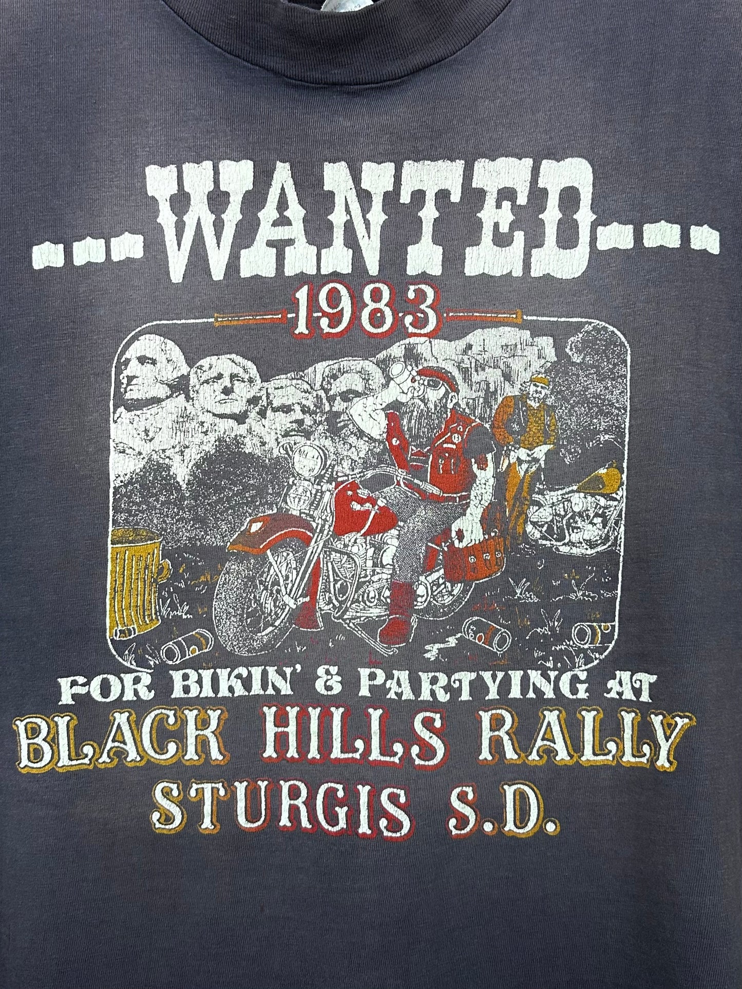 Vintage 80s 1980s 1983 HARLEY DAVIDSON Motorcycles Sleeveless Cut Off T-Shirt Sturgis Black Hills Rapid City South Dakota Biker Faded Black Hanes Mens M Medium