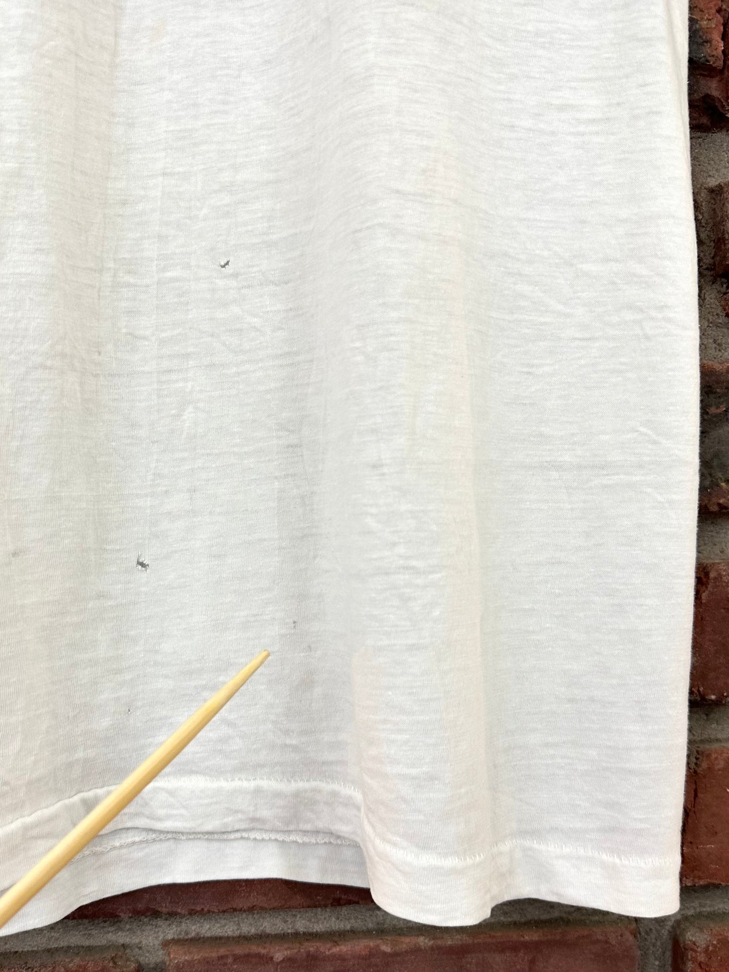 Vintage 70s 1970s TRIUMPH Motorcycles Dealer Biker T-Shirt Johns Cycle Center Inc Woodside Queens NY Paper Thin Burnout White Mens Medium M 18.75x25