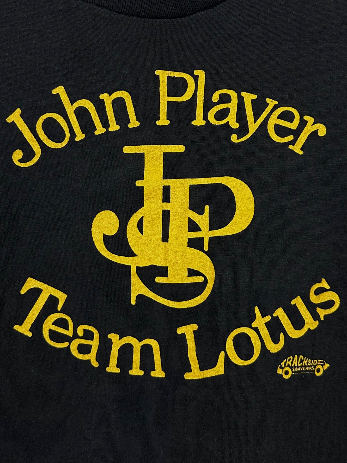 Vintage 80s 1980s JOHN PLAYER SPECIAL TEAM LOTUS Formula One F1 Racing Team Sleeveless T-Shirt Tank Top Black Screen Stars Label Mens Small S