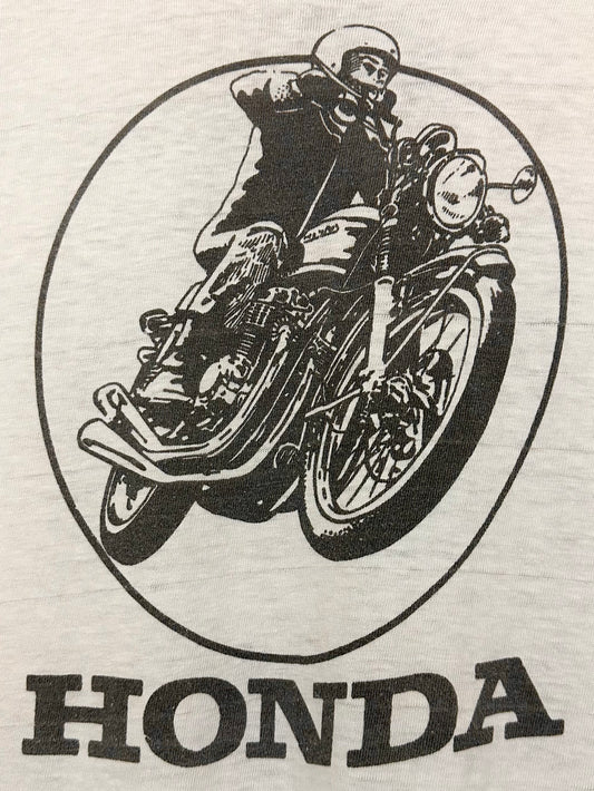 Vintage 60s 1960s HONDA Motorcycles Dealer T-Shirt Anderson Sales & Service Pontiac Michigan Worlds Largest Dealer White Hanes 19.25x26.5