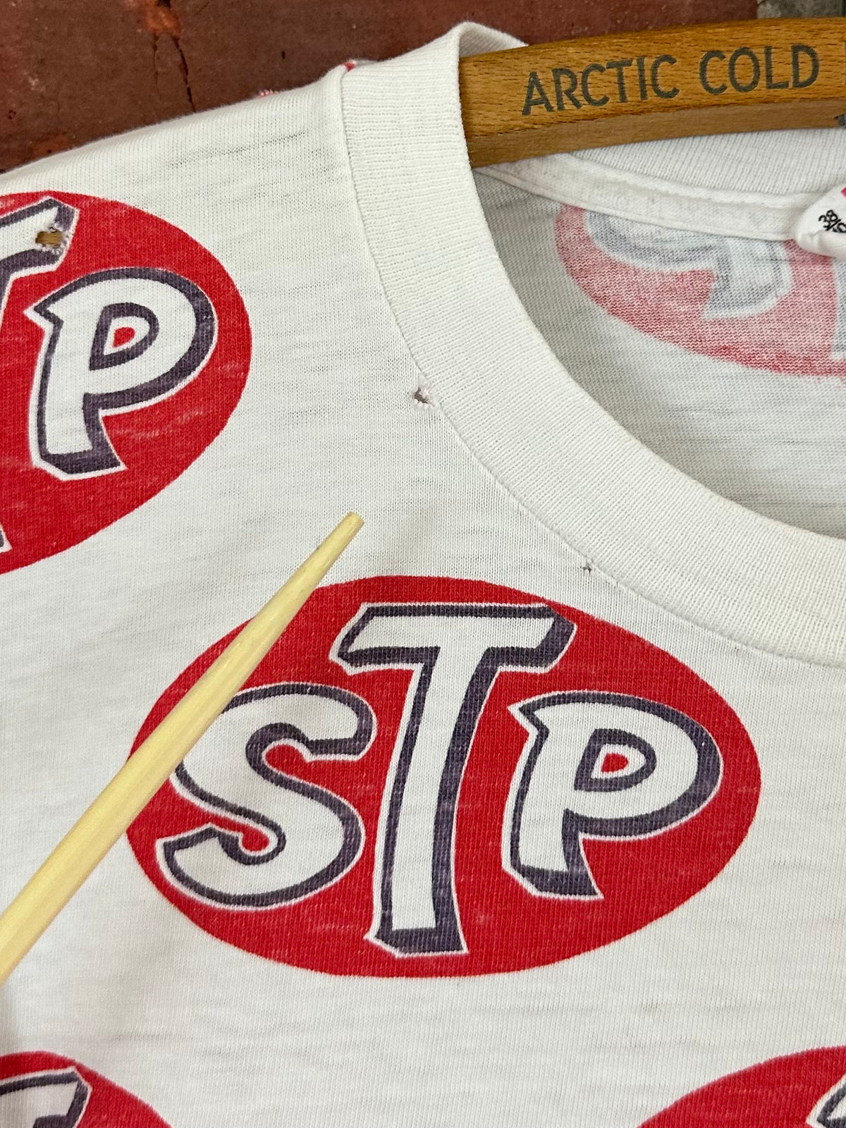 Vintage 60s 1960s STP Motor Oil All Over Print T-Shirt Hot Rod 