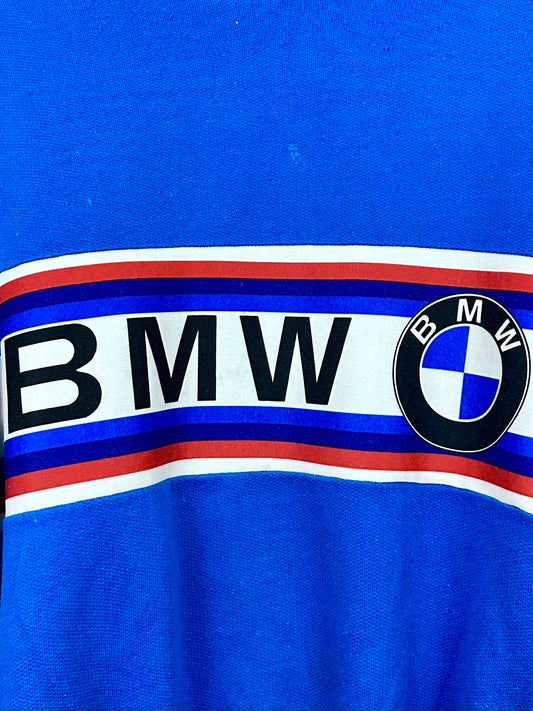 Vintage 80s BMW M Motorsport Striped Sweatshirt M Series Auto Racing European Automotive German Car Blue Mens Small S