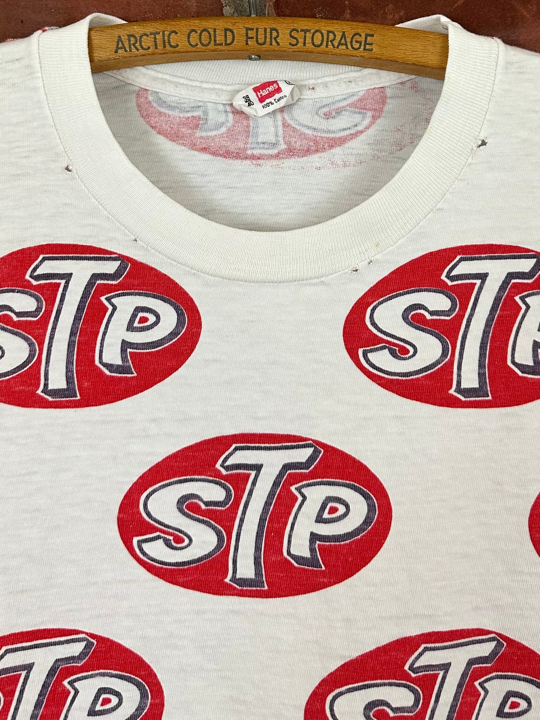 Vintage 60s 1960s STP Motor Oil All Over Print T-Shirt Hot Rod