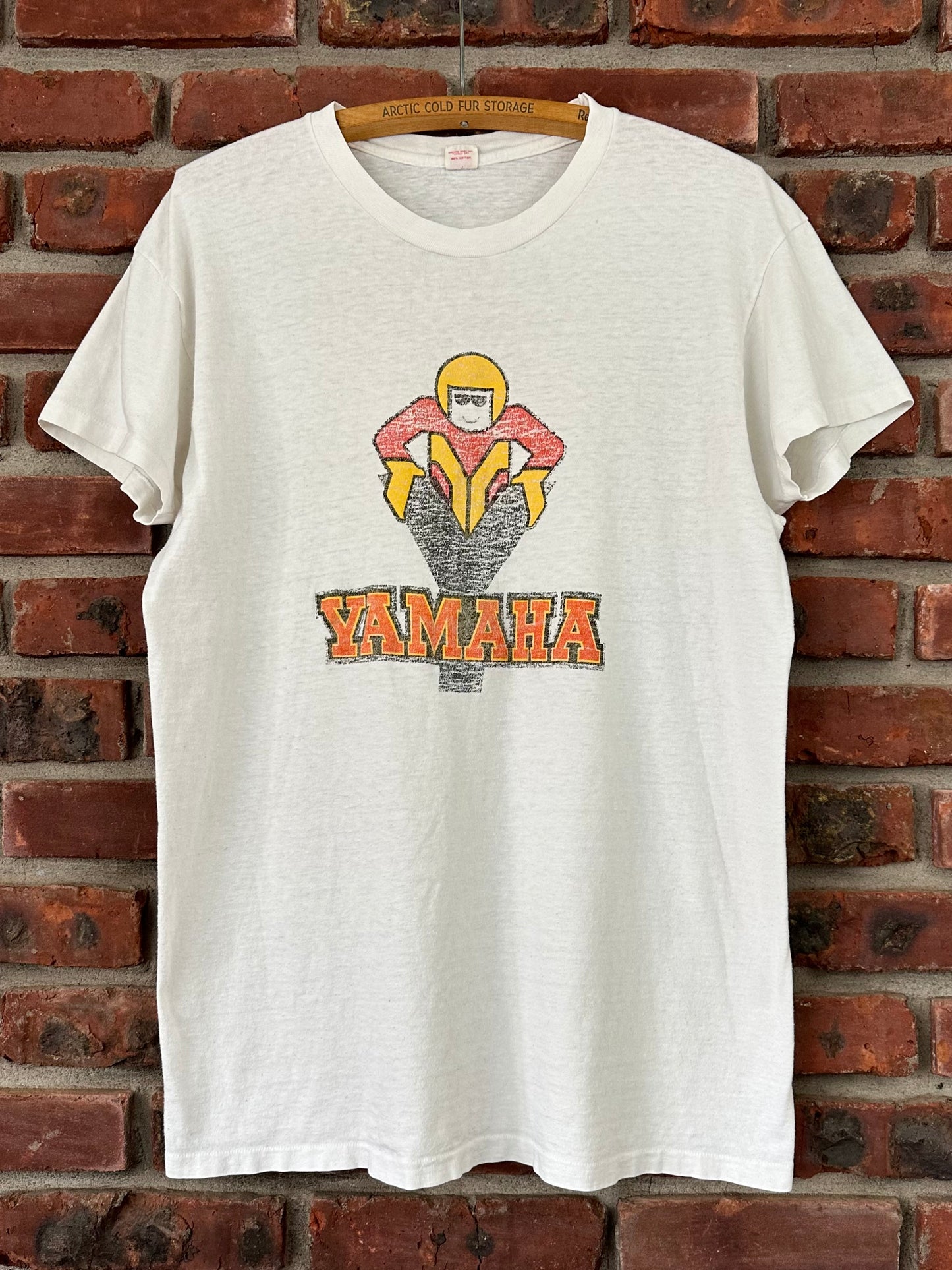 Vintage 70s 1970s YAMAHA Motorcycles T-Shirt Motocross Racing Dirt Bike Supercross Enduro Trials White Hanes Mens Large L