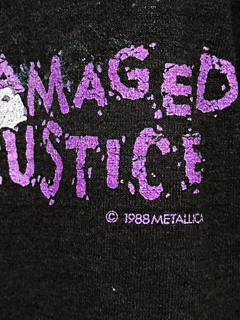 Vintage 80s 1980s 1988 METALLICA Damaged Justice Summer Tour Heavy Metal Rock Concert T-Shirt And Justice For All Pushead Black Spring Ford Label Mens Medium M