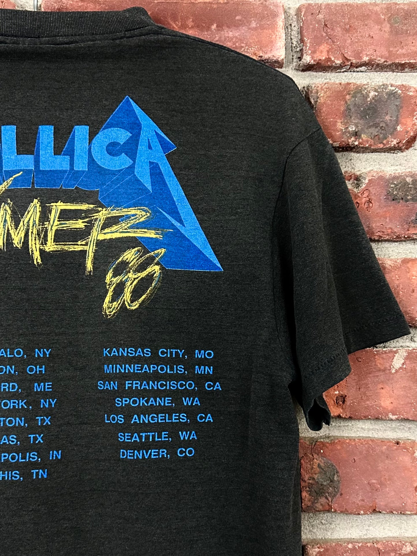 Vintage 80s 1980s 1988 METALLICA Damaged Justice Summer Tour Heavy Metal Rock Concert T-Shirt And Justice For All Pushead Black Spring Ford Label Mens Medium M