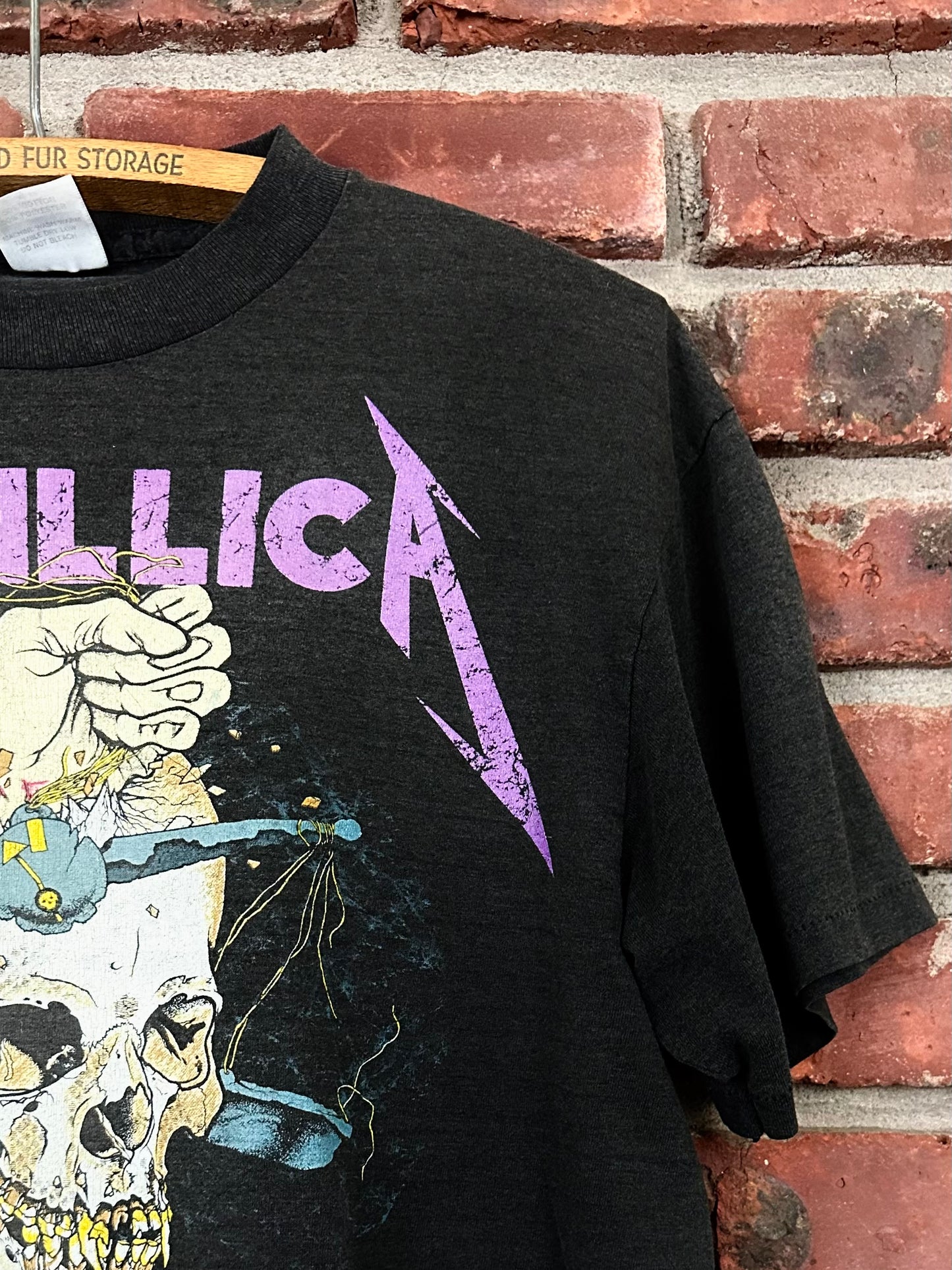 Vintage 80s 1980s 1988 METALLICA Damaged Justice Summer Tour Heavy Metal Rock Concert T-Shirt And Justice For All Pushead Black Spring Ford Label Mens Medium M