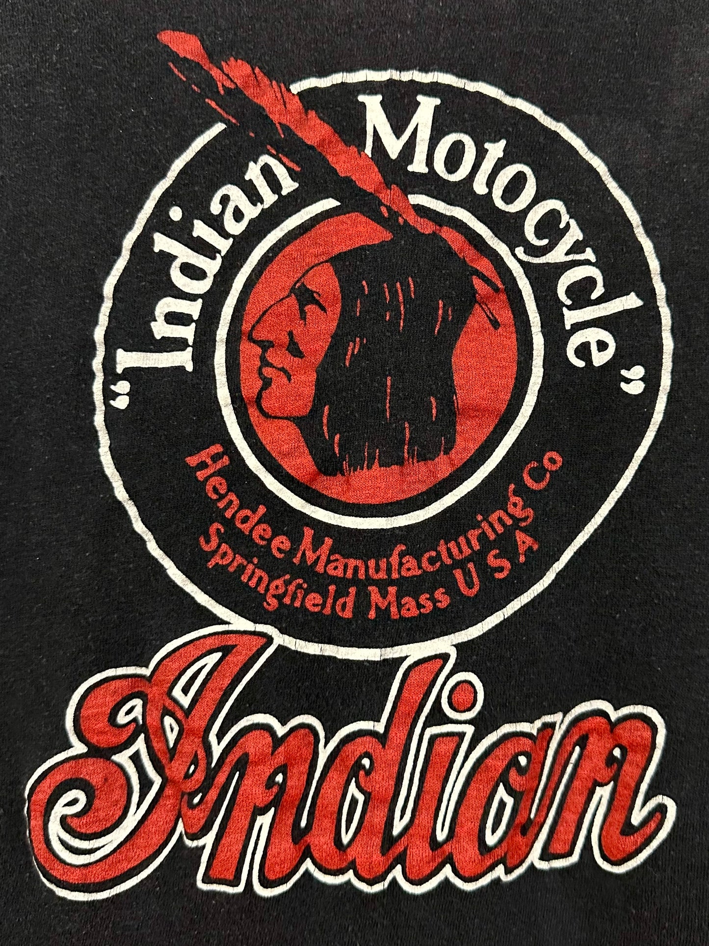 Vintage 70s 1970s INDIAN Motorcycles Dealer T-Shirt Classic Motorcycles of Santa Cruz California Black Hanes Black Hanes Label Mens Extra Small XS 17.25x23.75