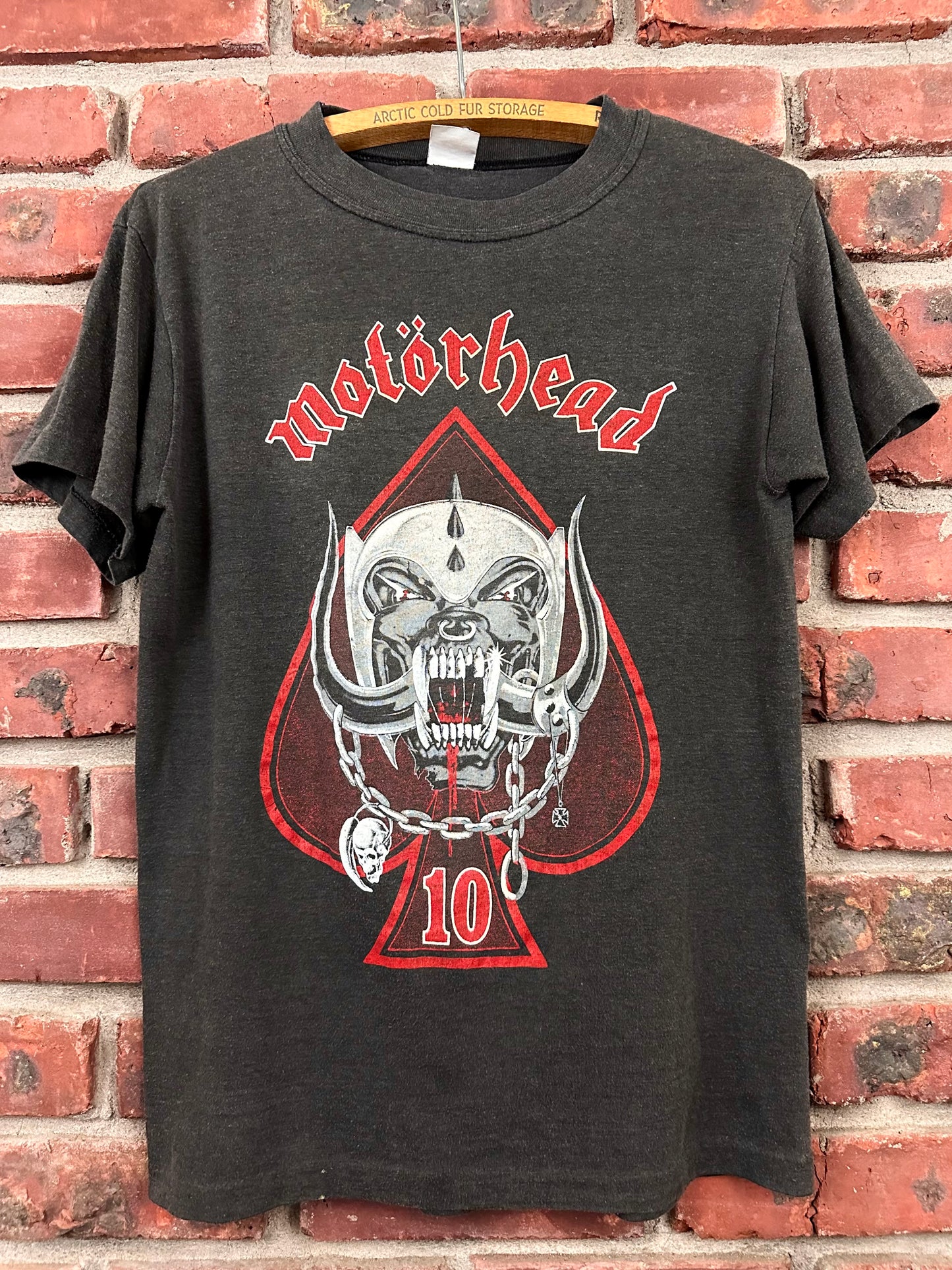 Vintage 80s 1980s 1985 MOTORHEAD 10th Anniversary World Tour Rock Concert T-Shirt Heavy Metal Faded Black Paper Thin Mackler Label Mens Small S 18.25x25”