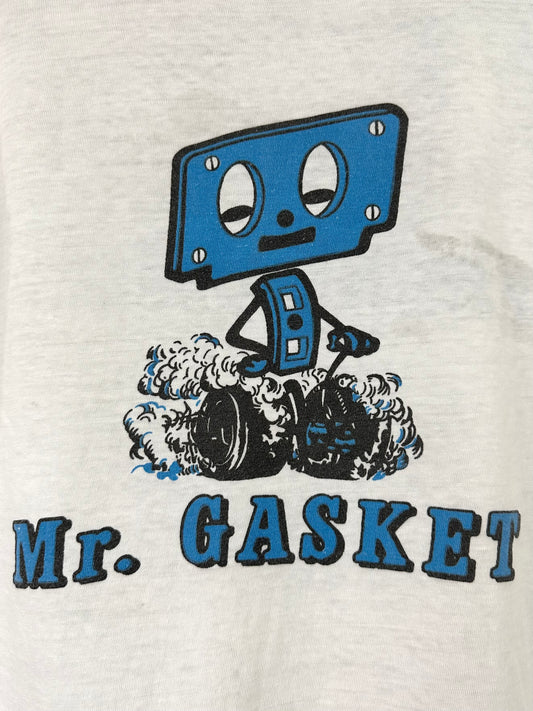 Vintage 60s 1960s MR. GASKET Hi-Performance Products T-Shirt Hot Rod Drag Racing Speed Shop Soft White Russell Label Mens Small S