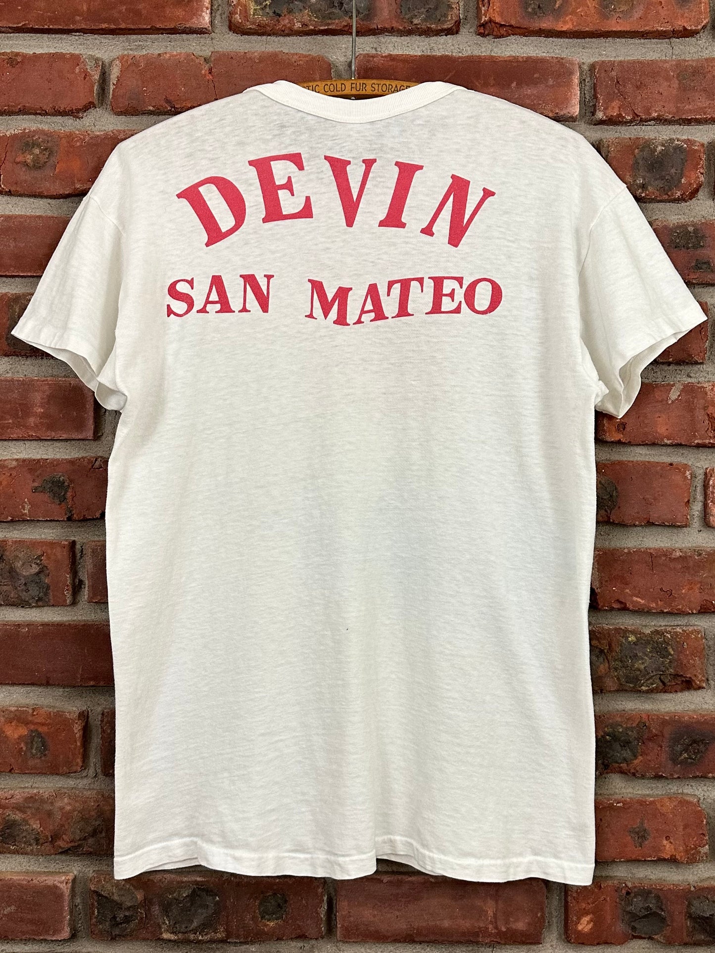 Vintage 60s 1960s HONDA Motorcycles Dealer Biker T-Shirt Devin San Mateo California CA White Hanes Label Mens Medium M 19x26