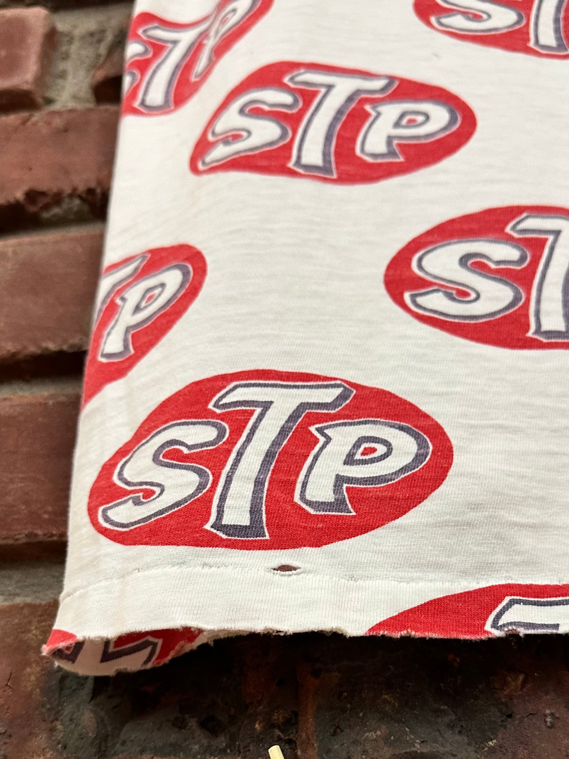 Vintage 60s 1960s STP Motor Oil All Over Print T-Shirt Hot Rod