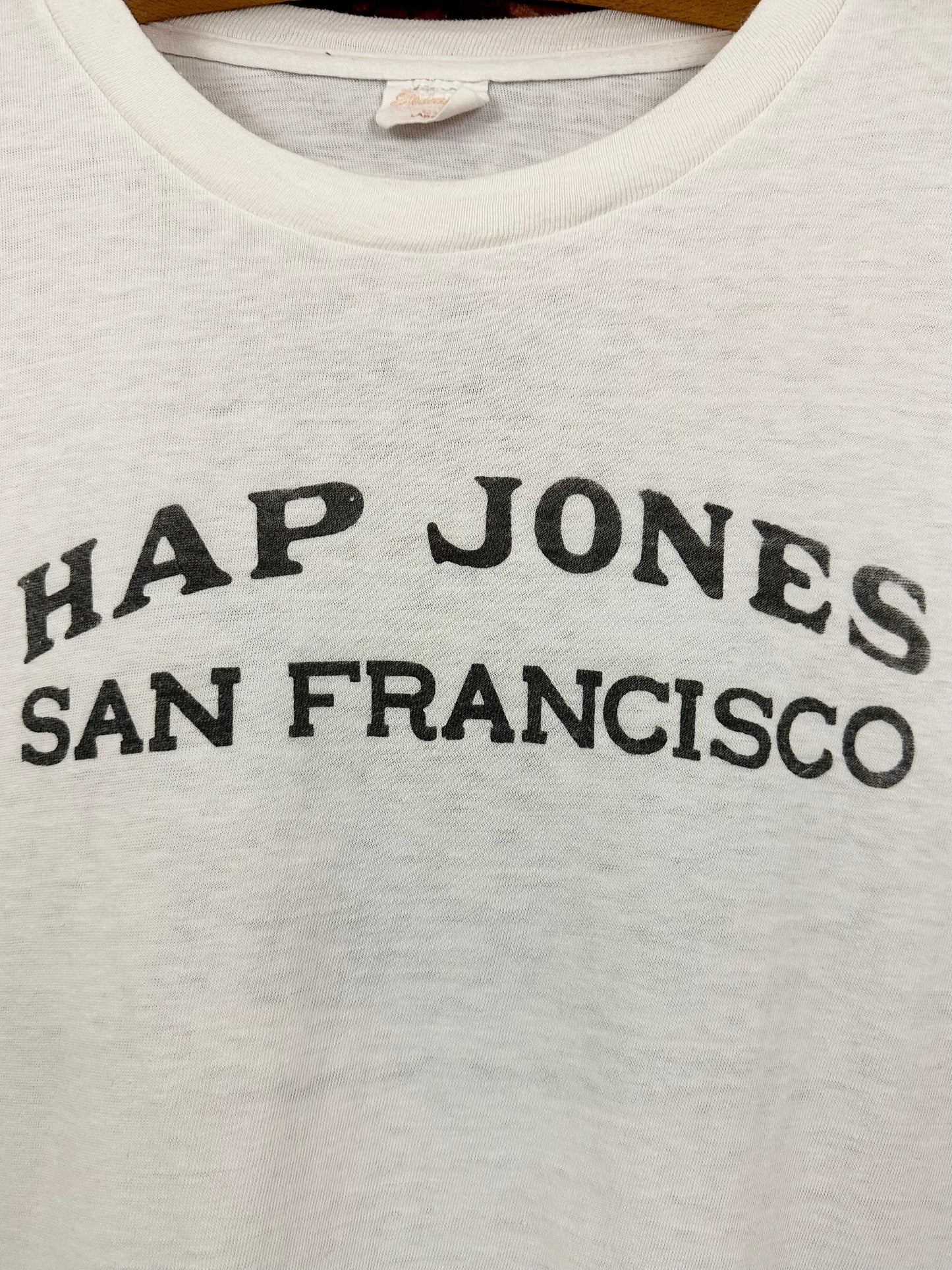 Vintage 60s 1960s HAP JONES San Francisco Motorcycle Dealer T-Shirt The Vincent White Mens Large L 20x28