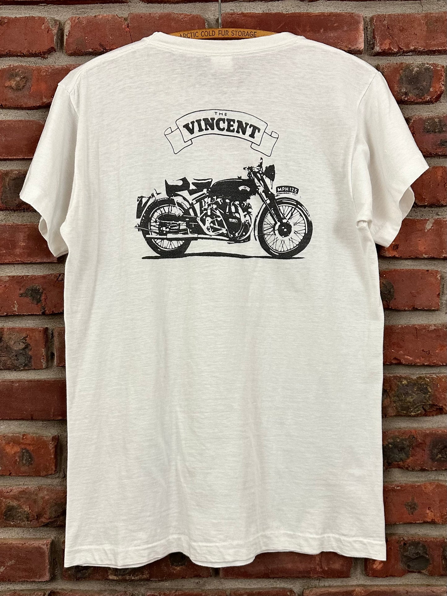 Vintage 60s 1960s HAP JONES San Francisco Motorcycle Dealer T-Shirt The Vincent White Mens Large L 20x28