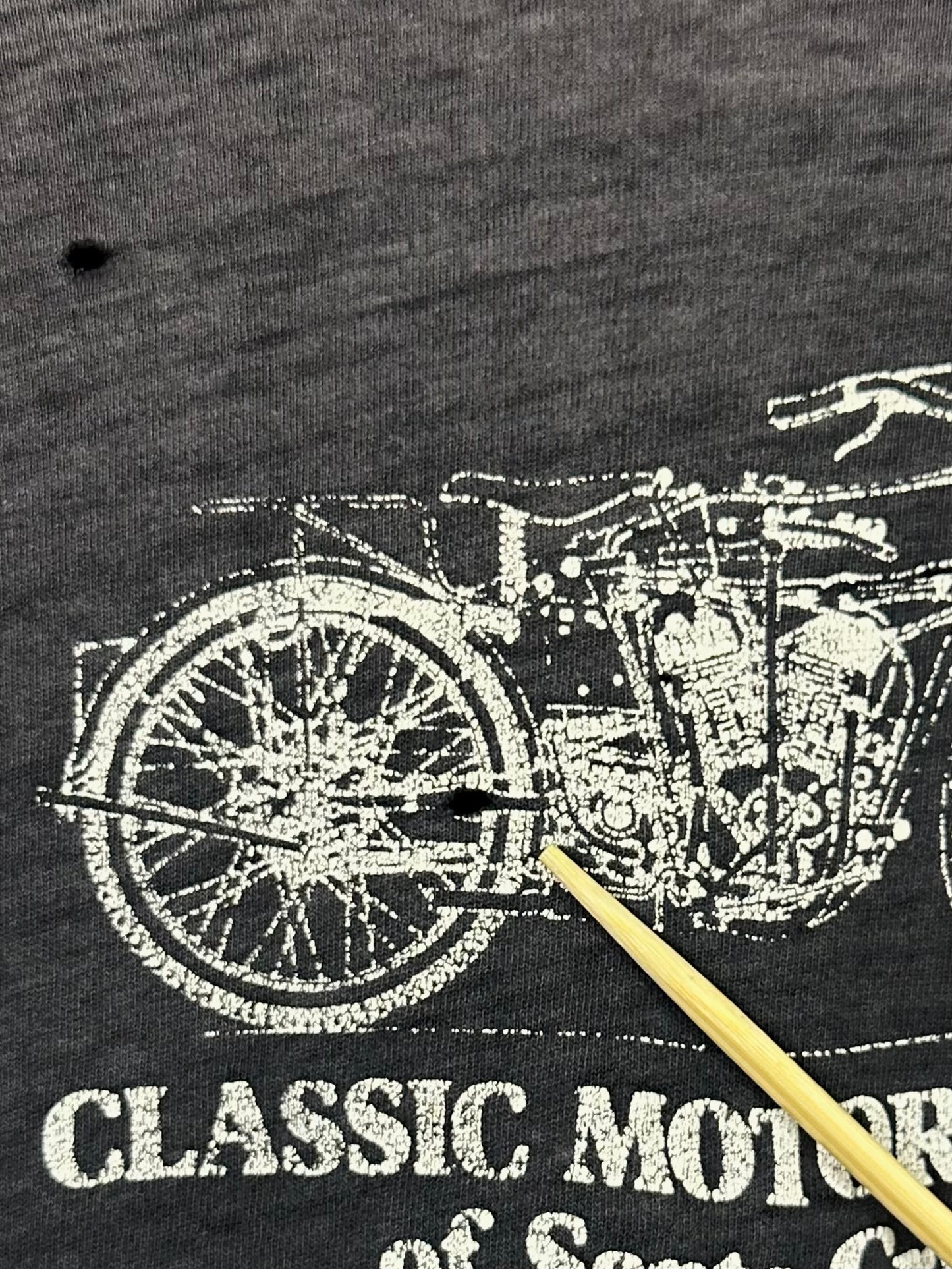 Vintage 70s 1970s INDIAN Motorcycles Dealer Biker T-Shirt Classic Motorcycles of Santa Cruz Dealer Paper Thin Faded Black Hanes Mens Extra Small XS 17.25x24