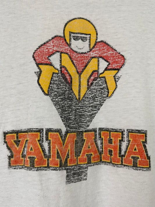 Vintage 70s 1970s YAMAHA Motorcycles T-Shirt Motocross Racing Dirt Bike Supercross Enduro Trials White Hanes Mens Large L