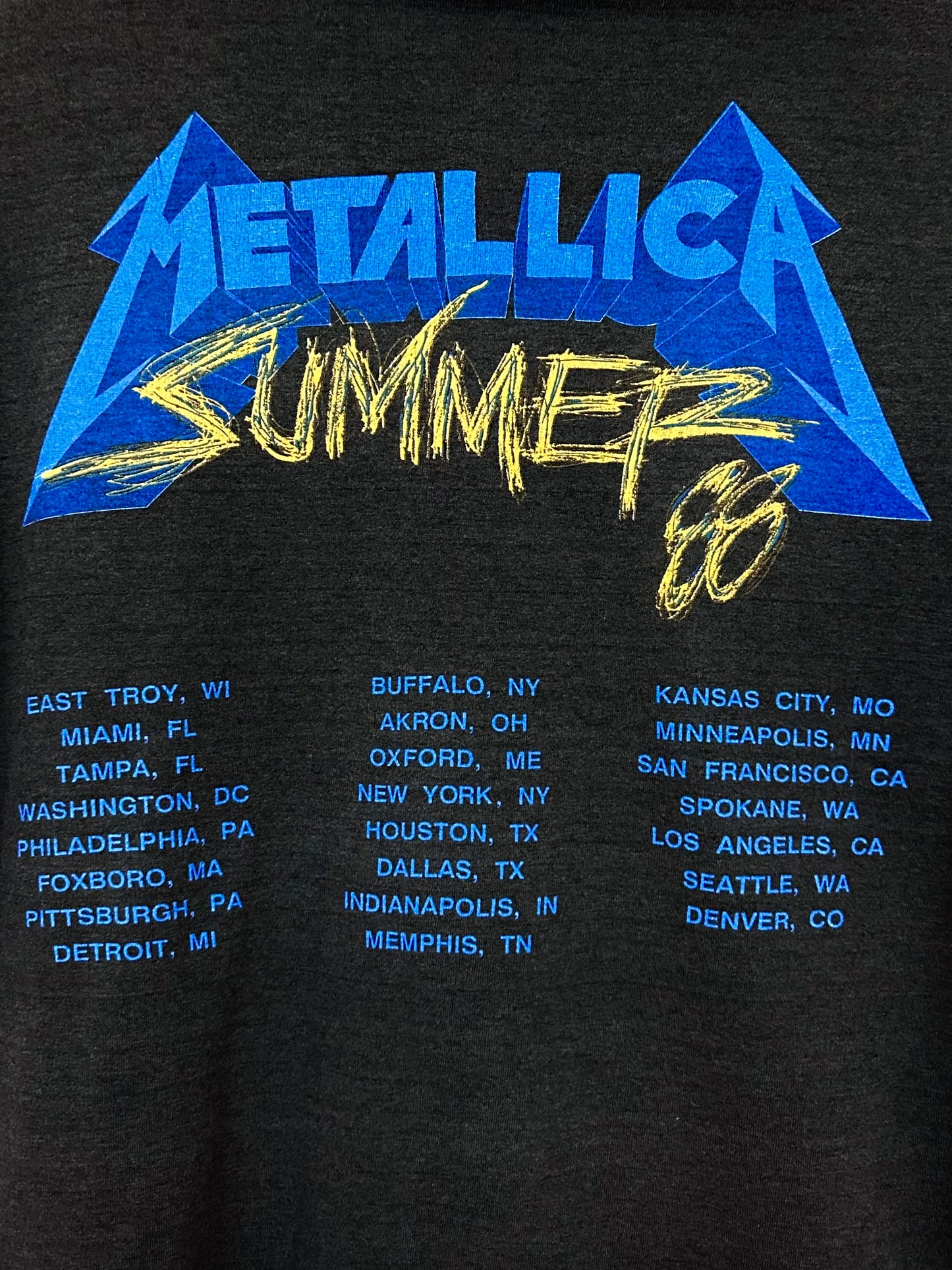 Vintage 80s 1980s 1988 METALLICA Damaged Justice Summer Tour Heavy Metal Rock Concert T-Shirt And Justice For All Pushead Black Spring Ford Label Mens Medium M