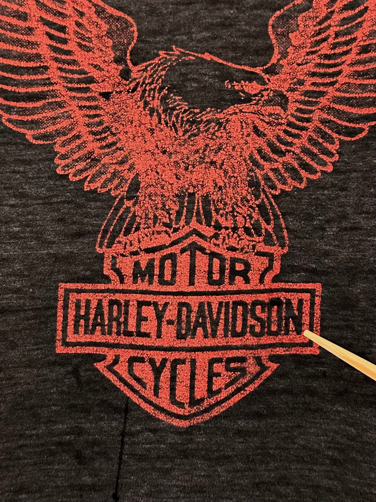 Vintage 80s 1980s HARLEY DAVIDSON Motorcycles Eagle Bar and Shield T-Shirt Harley Only Inc Hallandale Florida FL Dealer Thrashed Distressed Paper Thin Burnout Faded Black Hanes Mens Small S