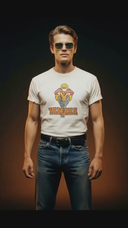 Vintage 60s 1960s YAMAHA Motorcycles Dealer T-Shirt Modern Cycles Kenosha Wisconsin Blue  L