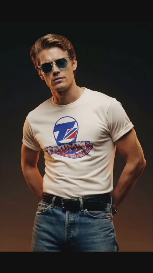 Vintage 70s 1970s TRIUMPH Motorcycles Dealer Biker T-Shirt Johns Cycle Center Inc Woodside Queens NY Paper Thin Burnout White Mens Medium M 18.75x25